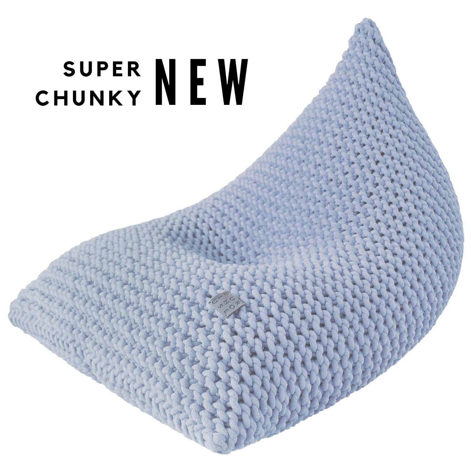Chunky Knitted Bean Bag - Pale Blue