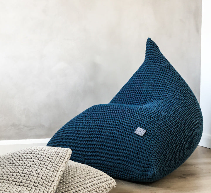 Knitted Bean Bag - Petrol