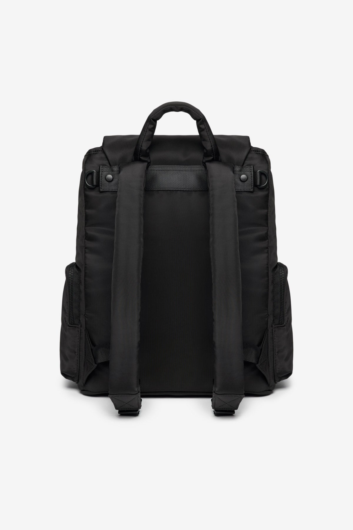 Black backpack on a white background
