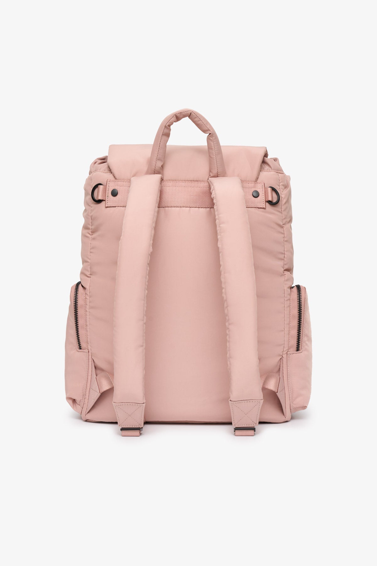 Pink backpack on a white background