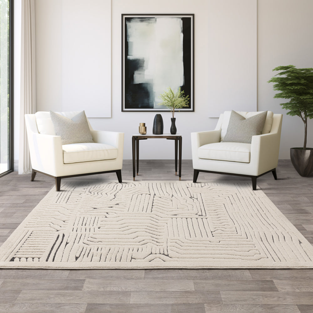 Valley Route Rug - Ivory/Charcoal