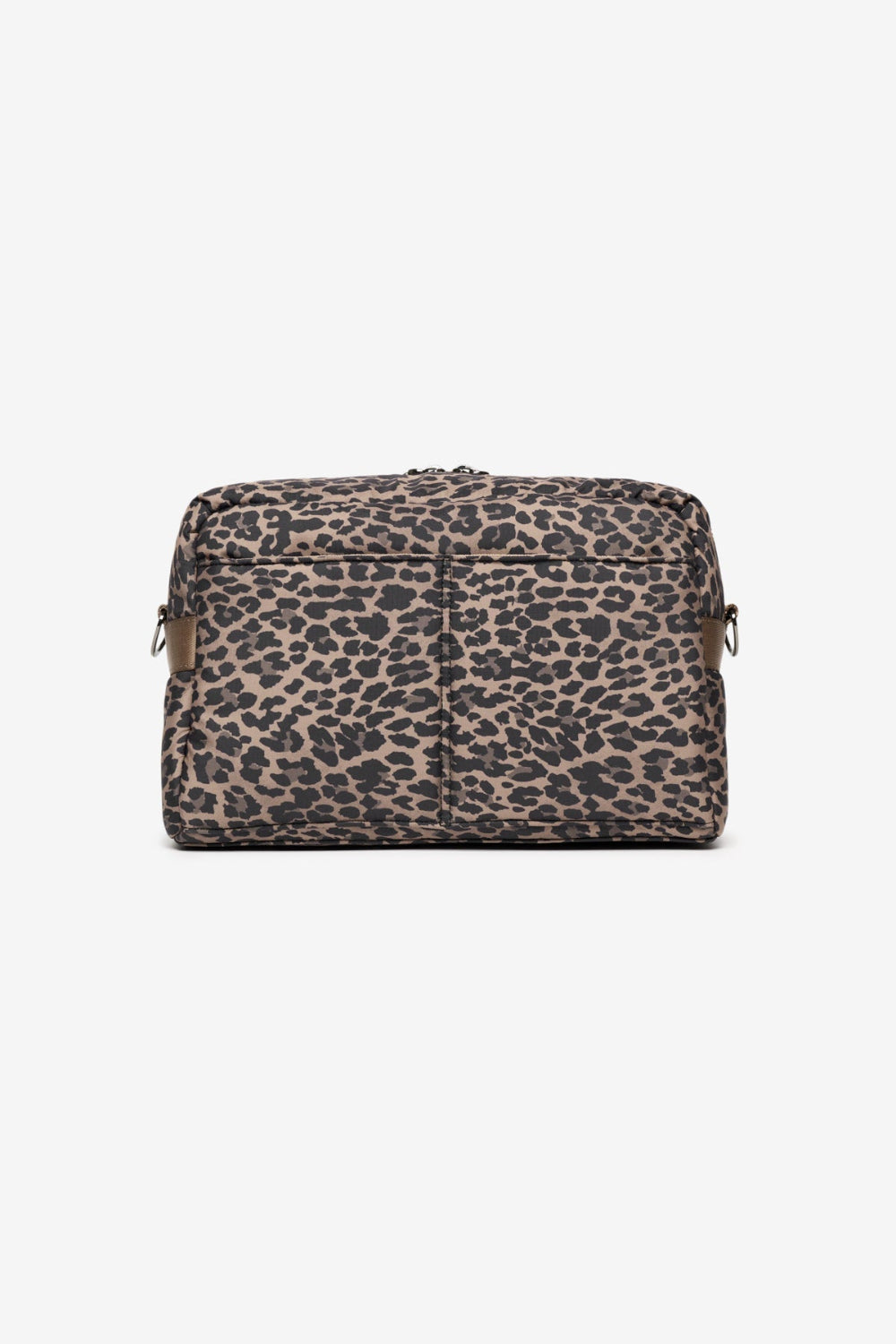 Leopard print brown buggy organiser bag bag on a white background