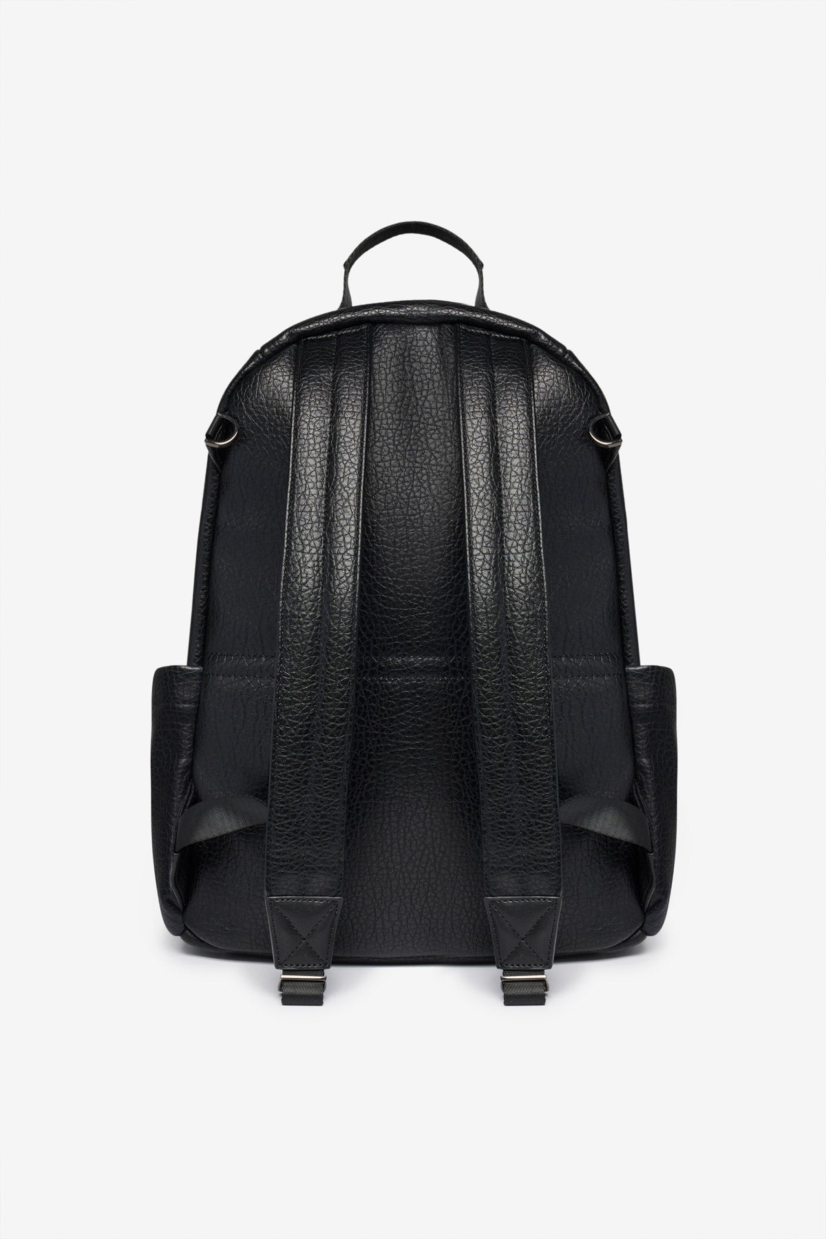Black backpack on a white background