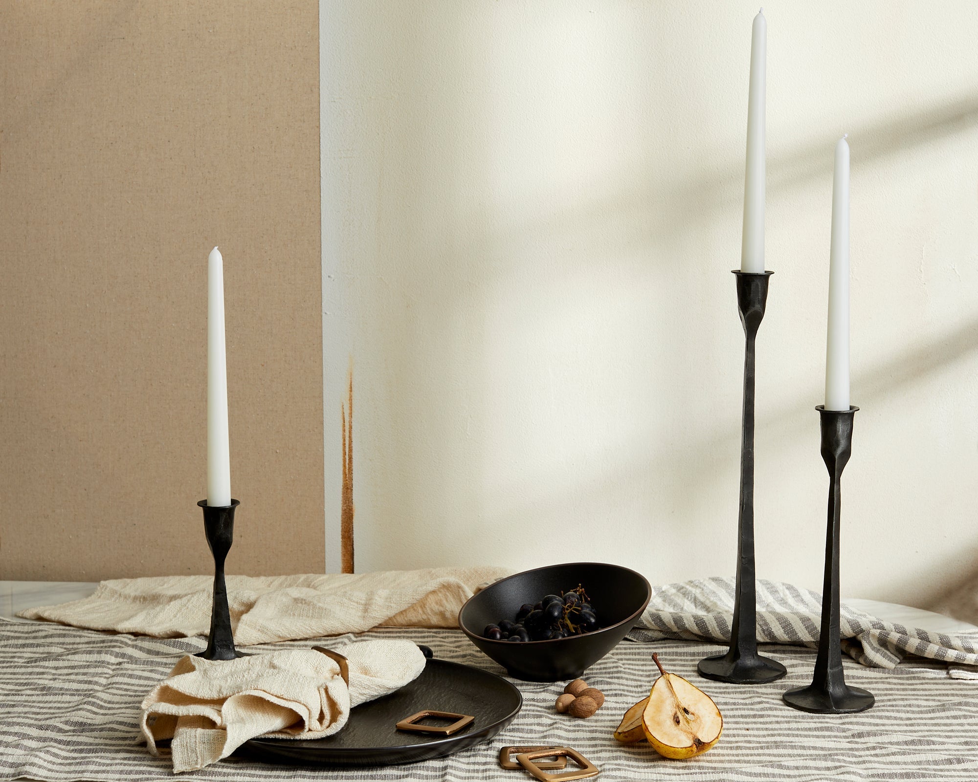 Nile Iron Black Candle Holder Set (Set of 3)