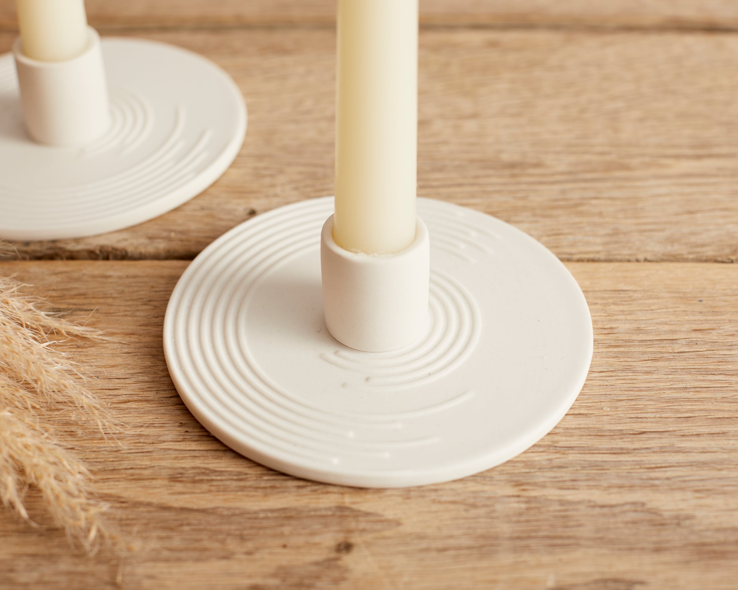 Anna White Ceramic Candle Holder