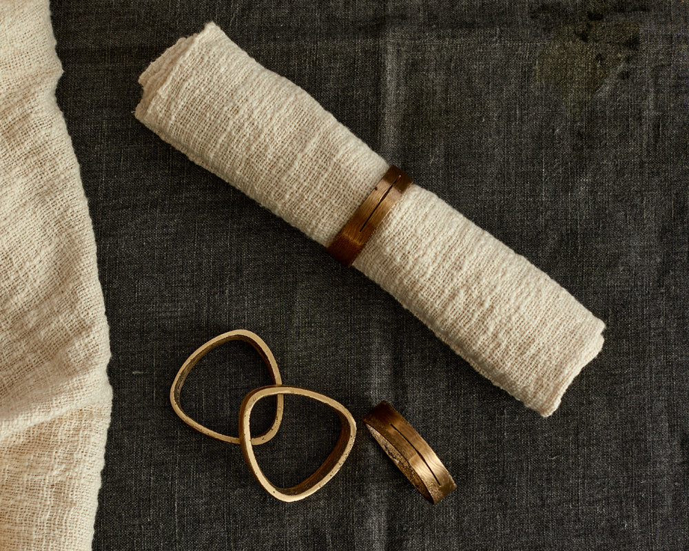 Tyra Brass Napkin Rings - Set of 4