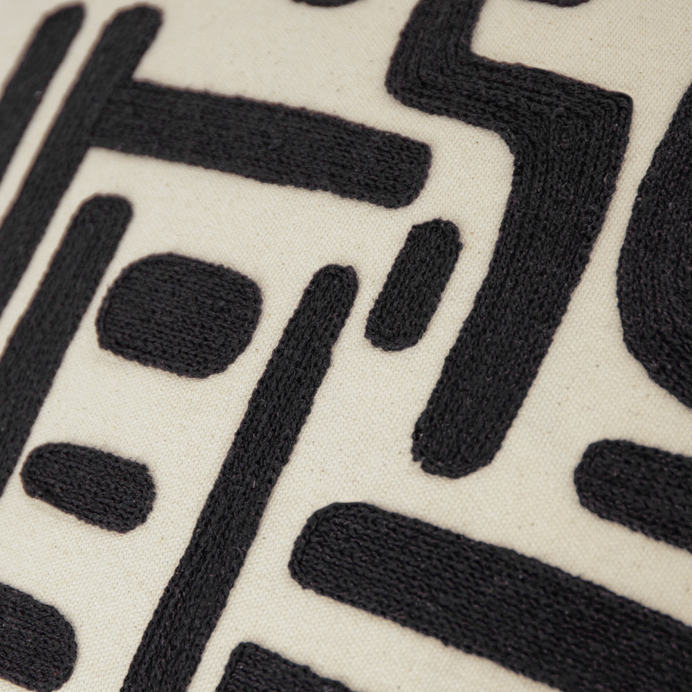 Brooke Embroidered Cotton Cushion Mono