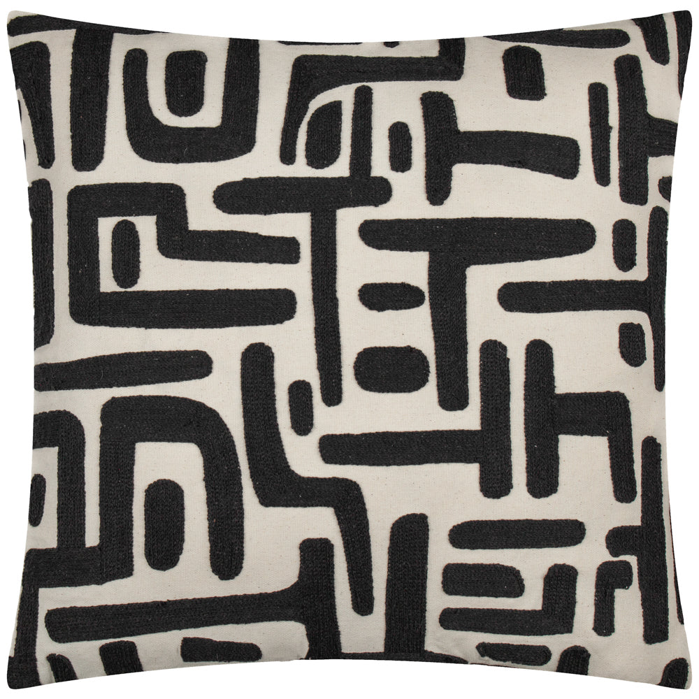 Brooke Embroidered Cotton Cushion Mono