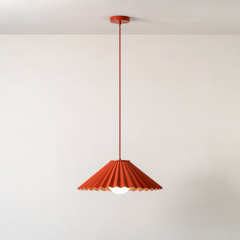 Burnt Orange Large Pleat Pendant Ceiling Light