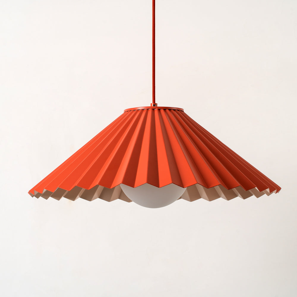 Burnt Orange Large Pleat Pendant Ceiling Light