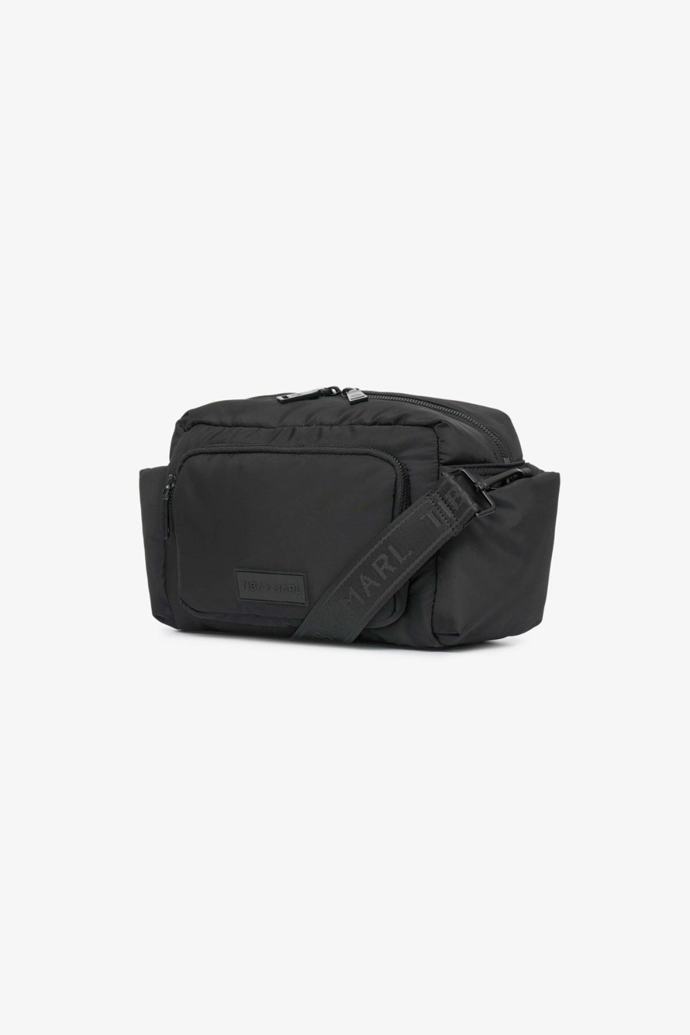 Black Buggy Organiser crossbody bag on a white background.