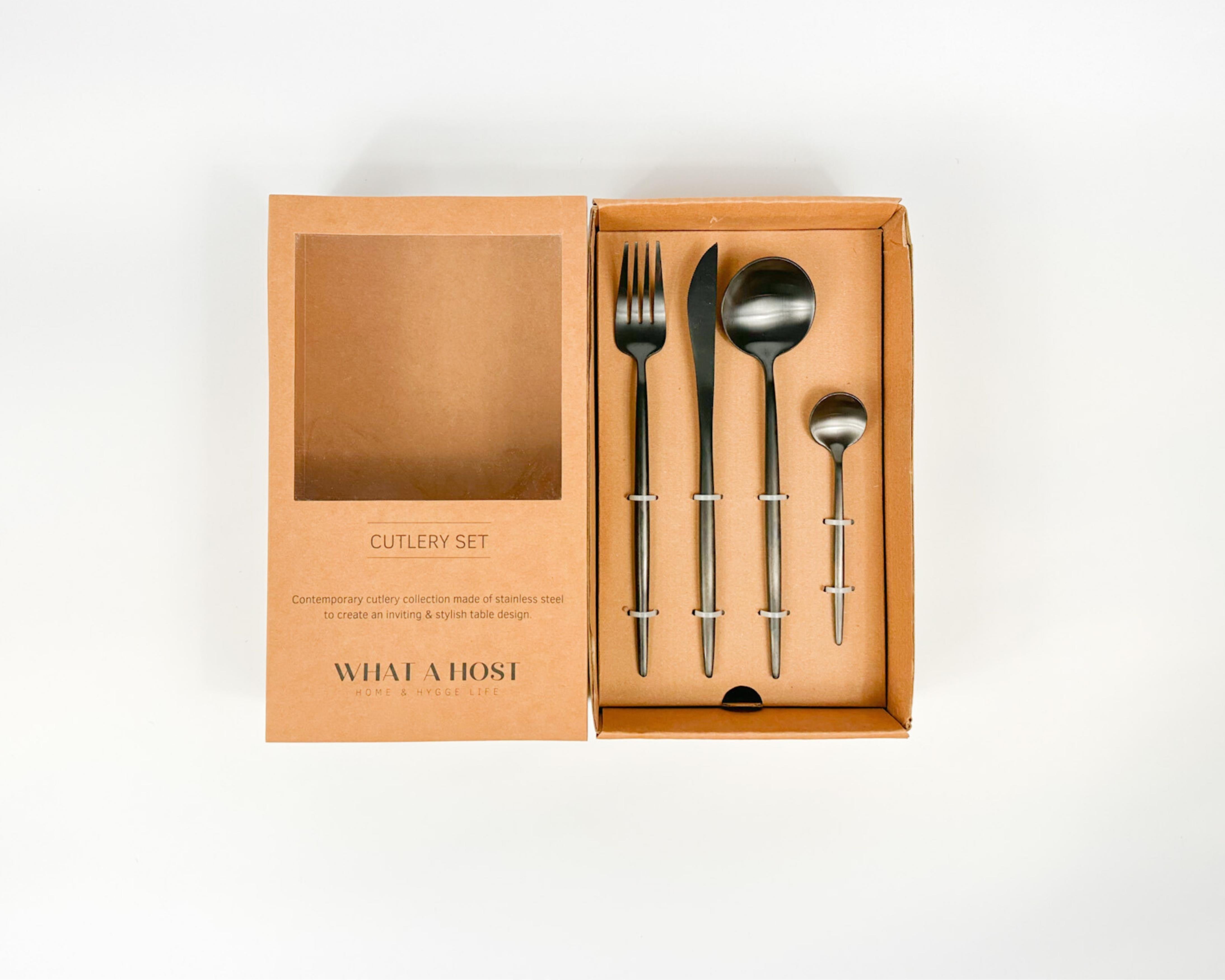 London Black Stainless Steel Cutlery 16 or 24 Piece Sets
