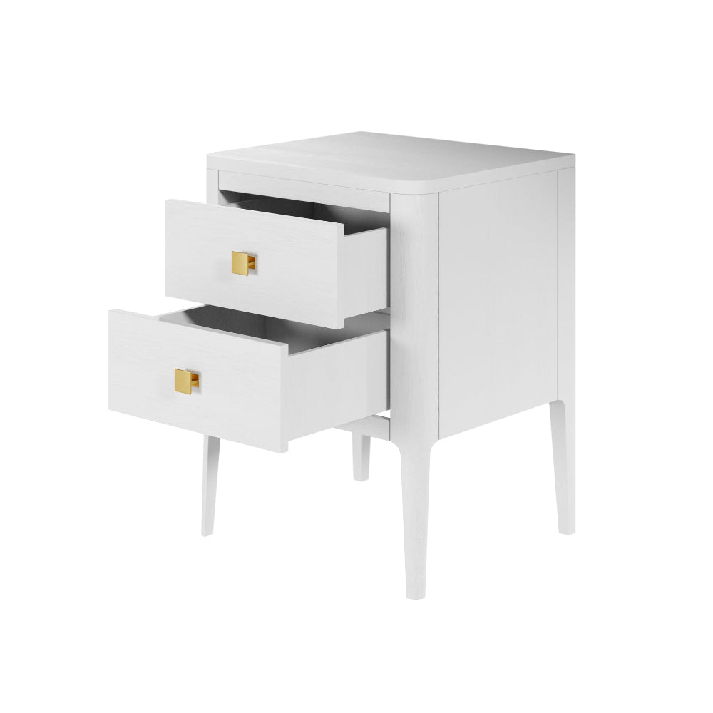Abby Bedside Table 2 Drawer White
