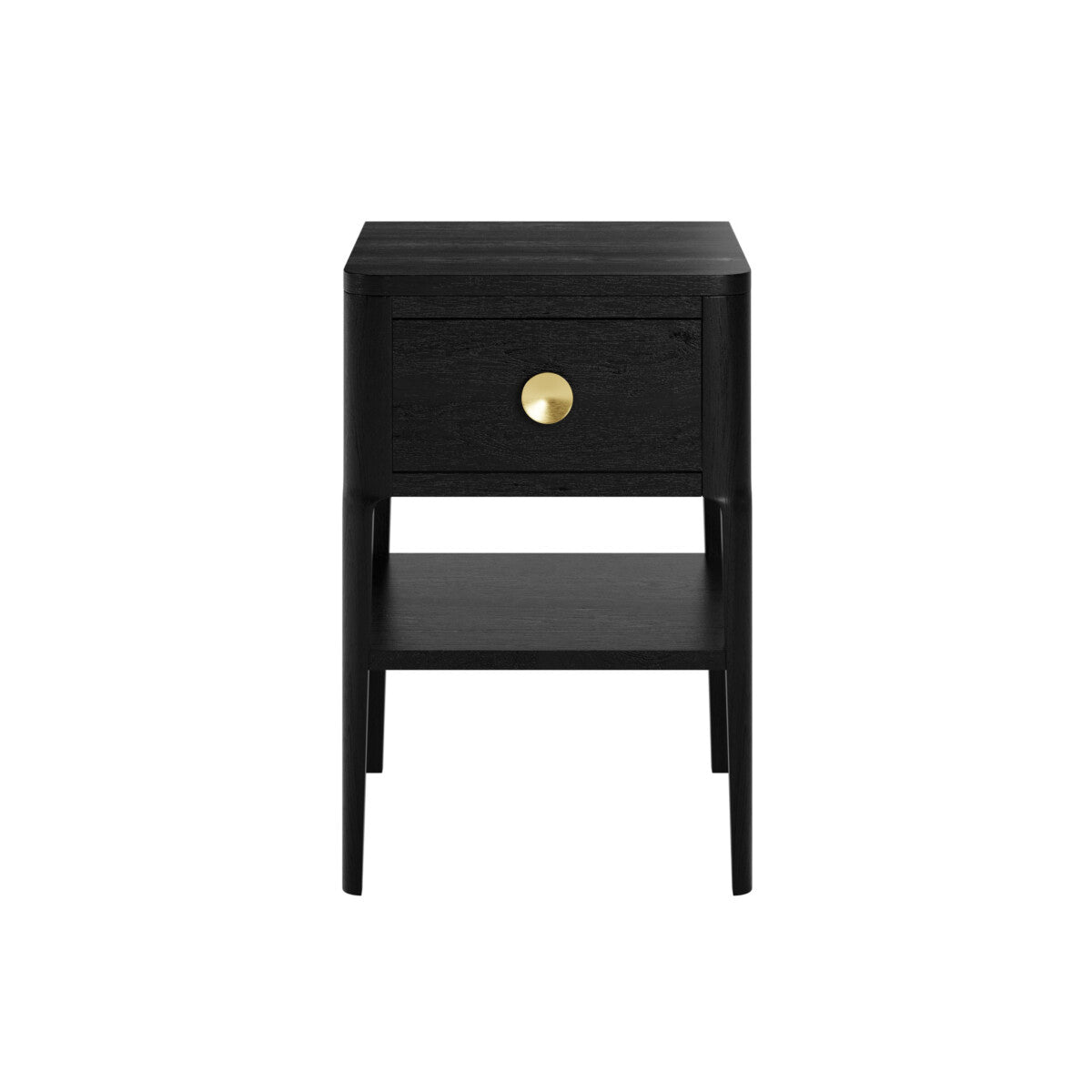 Abby One Drawer Black Bedside Table with Shelf