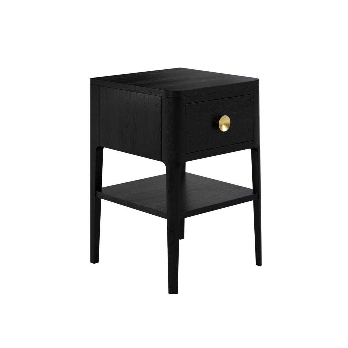 Abby One Drawer Black Bedside Table with Shelf