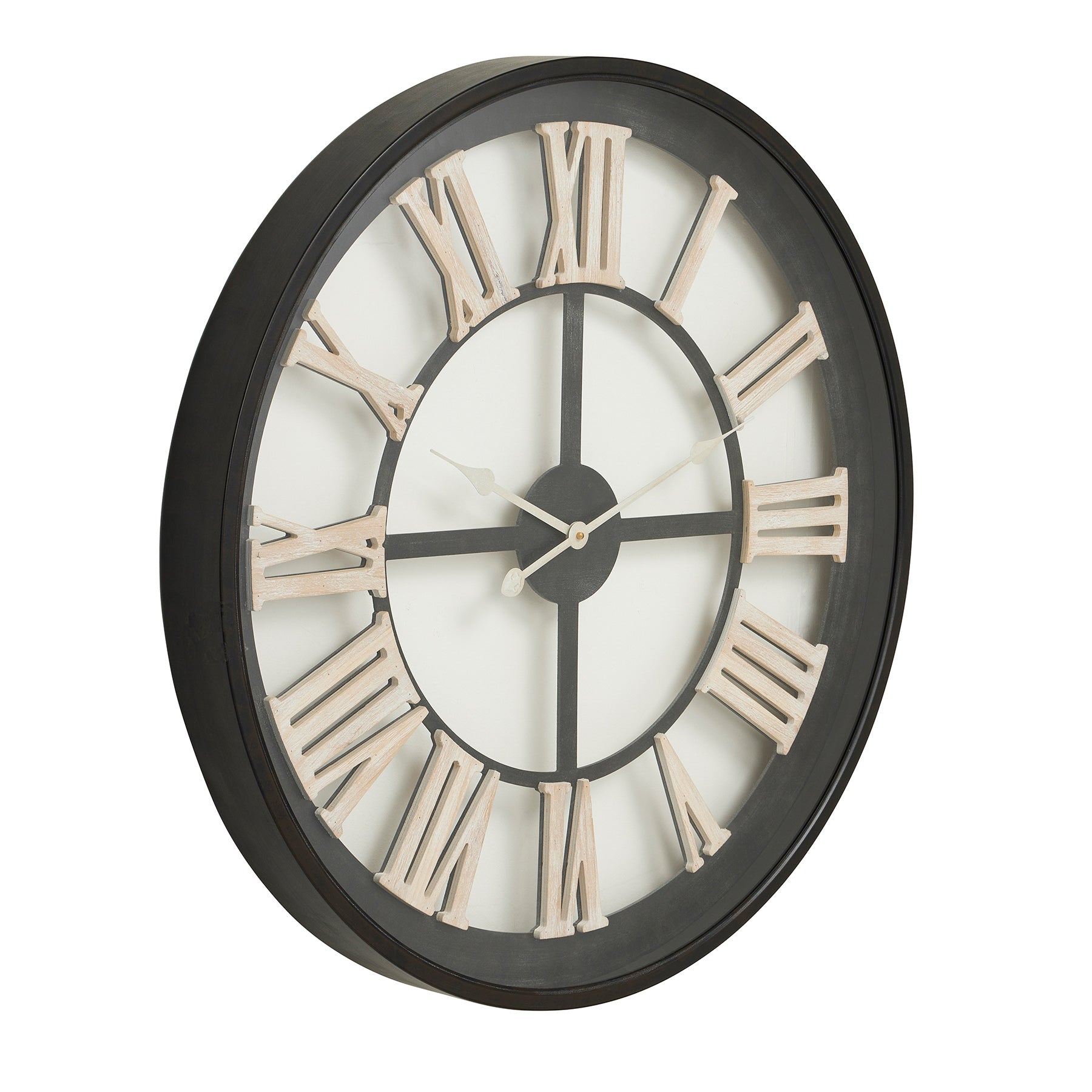 Black Framed Roman Numeral Wall Clock
