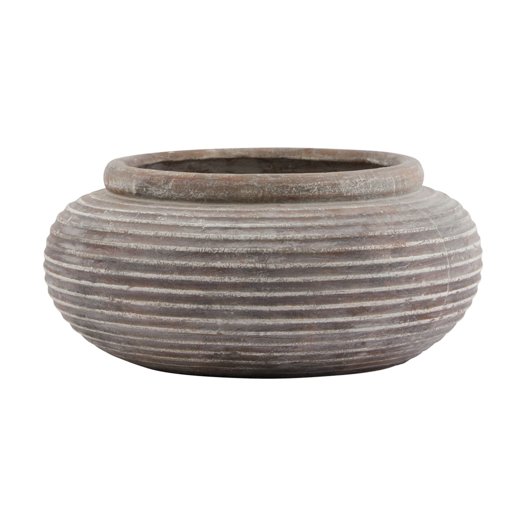 Callie Brown Round Ribbed Planter