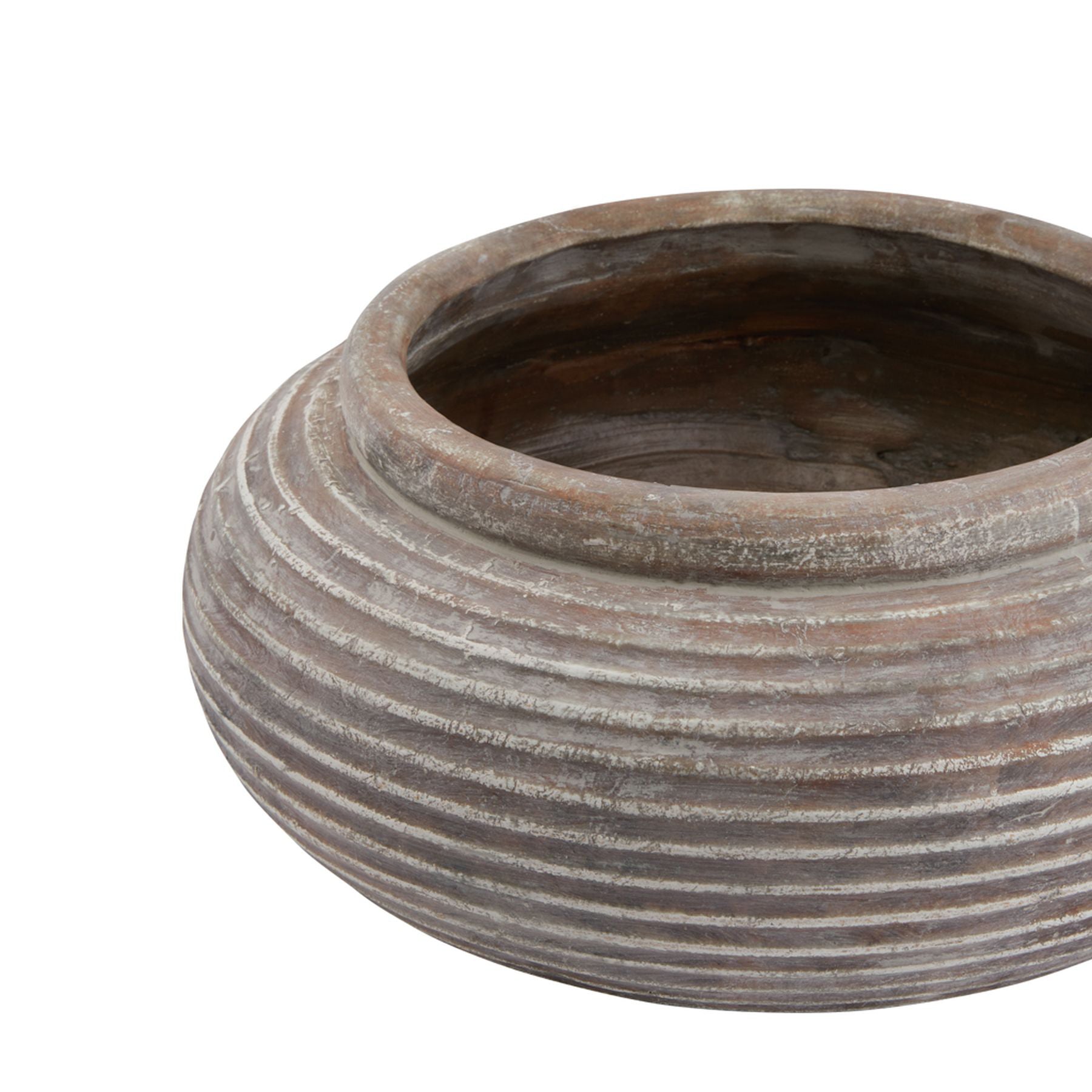 Callie Brown Round Ribbed Planter