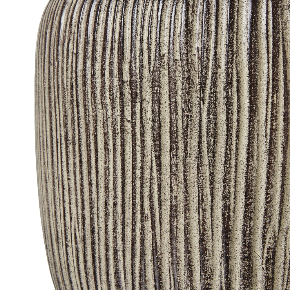 Finchley Carved Textured Table Lamp with Linen Shade