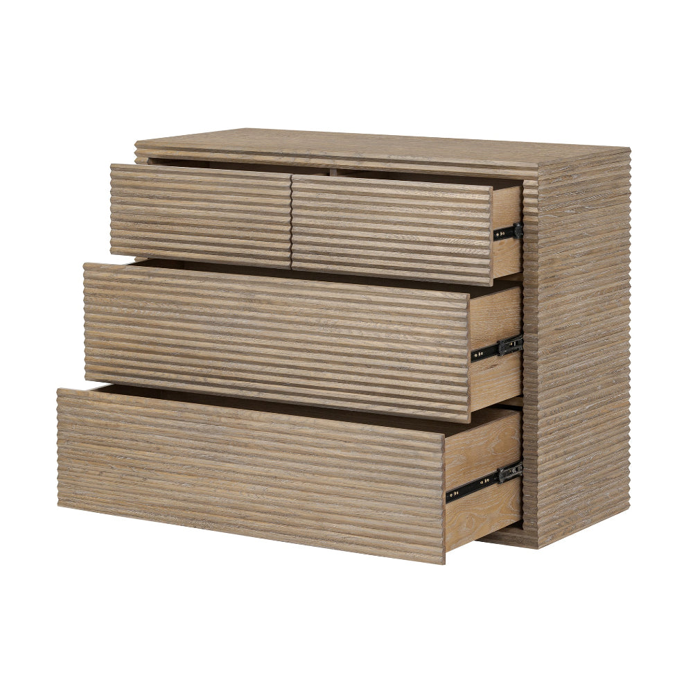 Indie Ribbed Oak Chest of Drawers