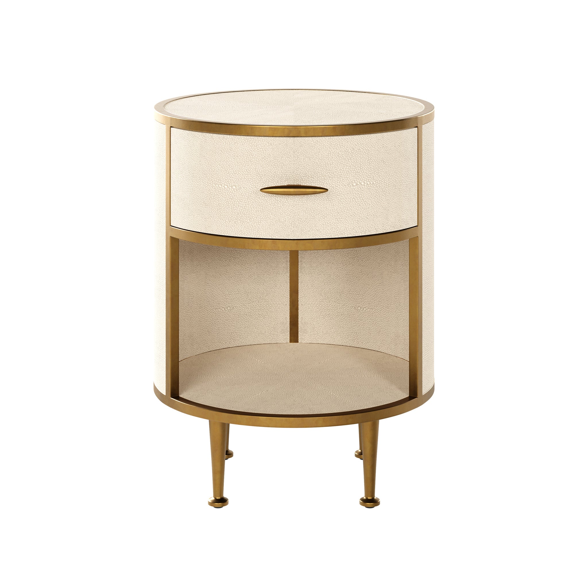 Ivory Shagreen Round Bedside table