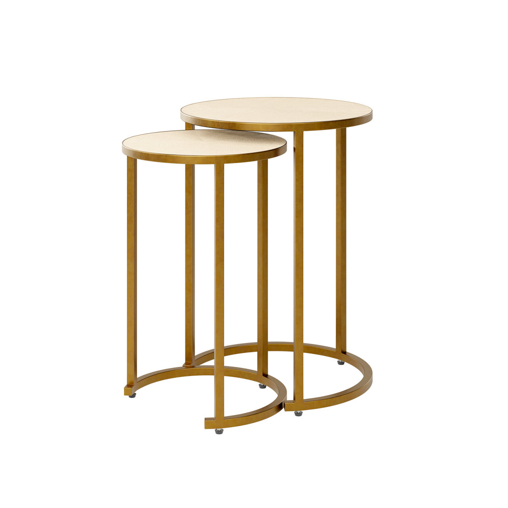 Metro Nest Table - Ivory Shagreen - 2 Piece