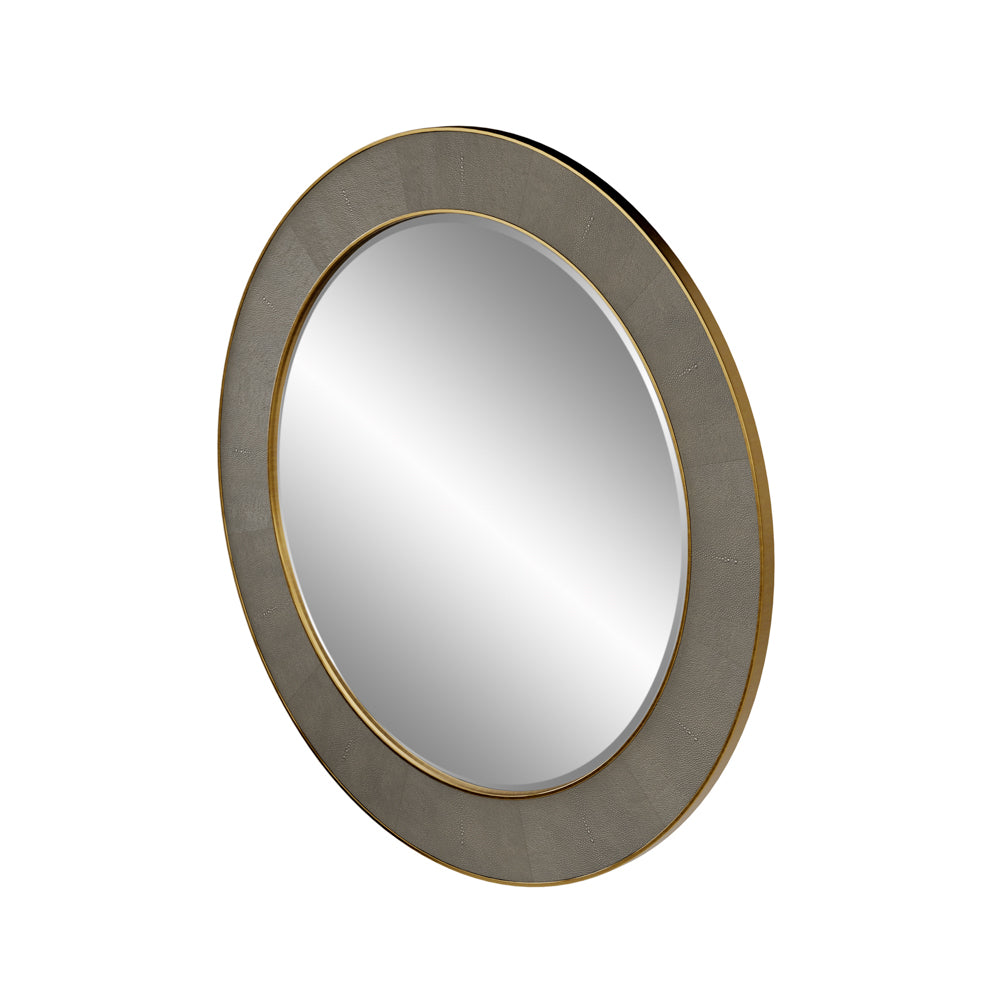 Metro Round Mirror - Grey Shagreen