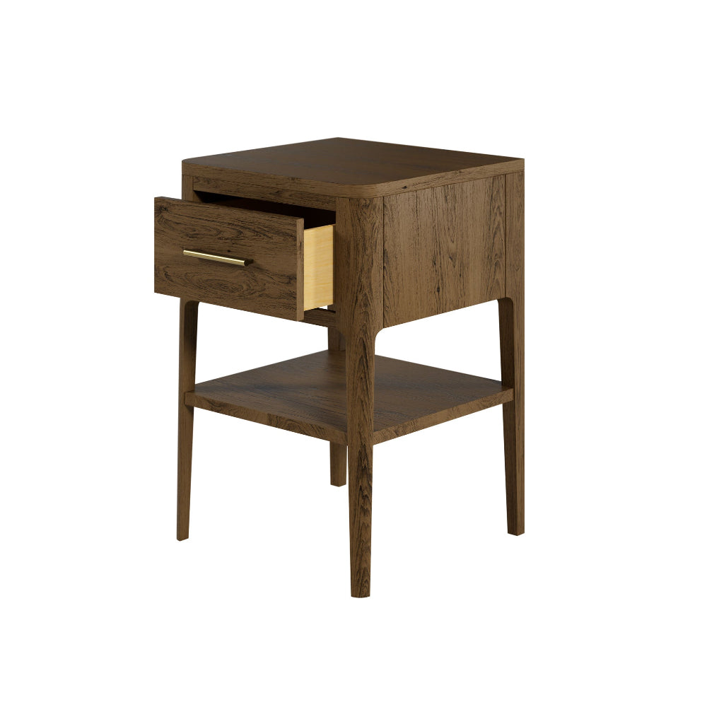 Siena Oak Bedside Table with Shelf