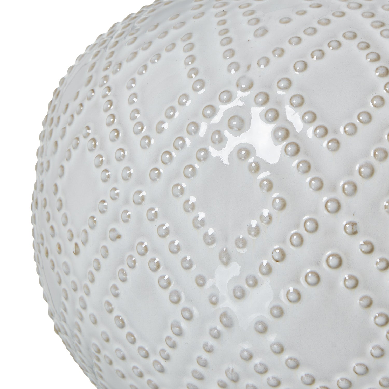 White Squat Beaded Table Lamp