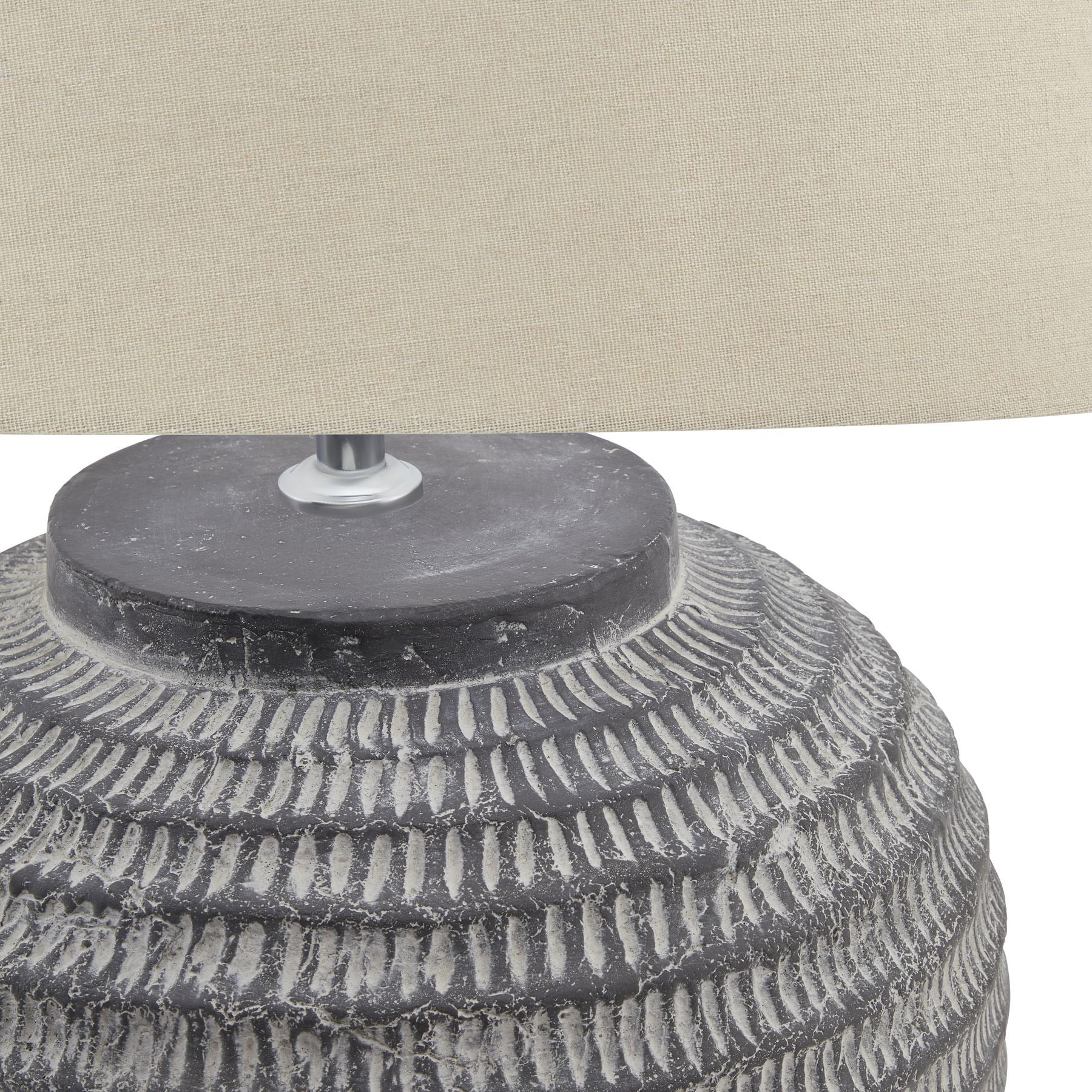 Grey Stone Ceramic Carved Lamp