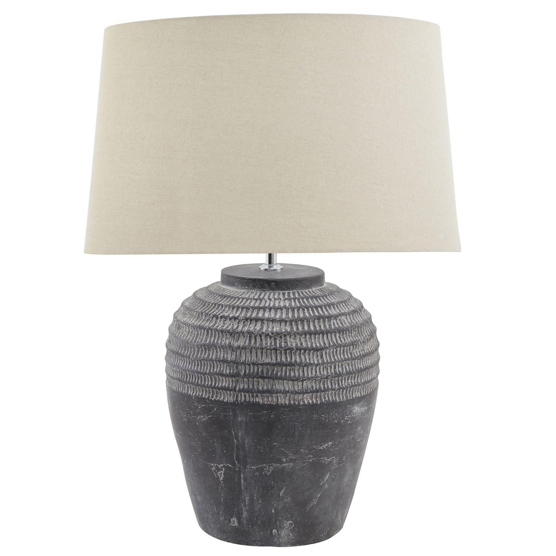 Grey Stone Ceramic Carved Lamp
