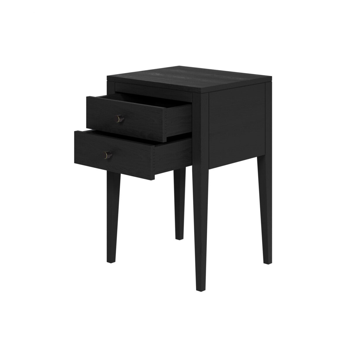 Rosie Two-Drawer Black Bedside Table