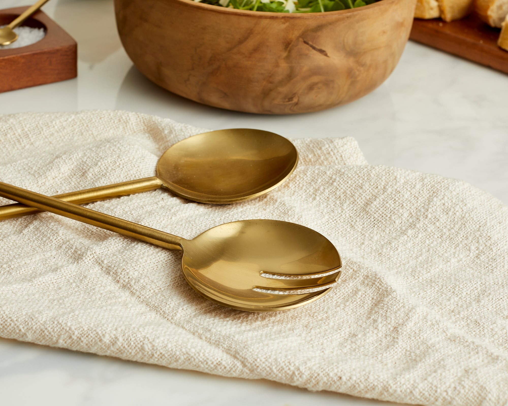 Reine Matte Gold Salad Server Set