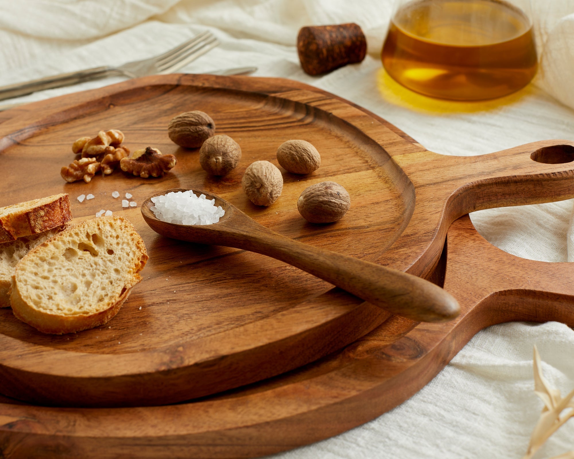 Alma Natural Wood Round Serving Board Set