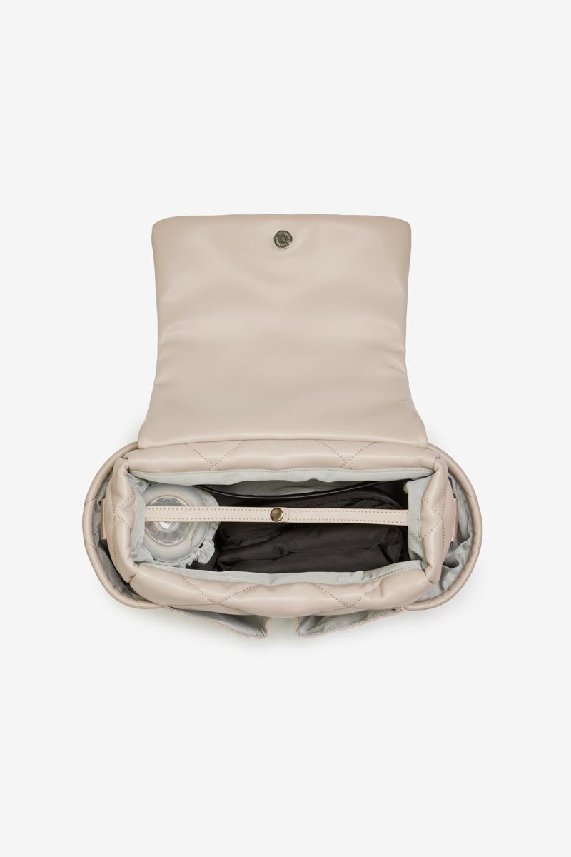 Oyster Coloured Organiser bag opened on a white background