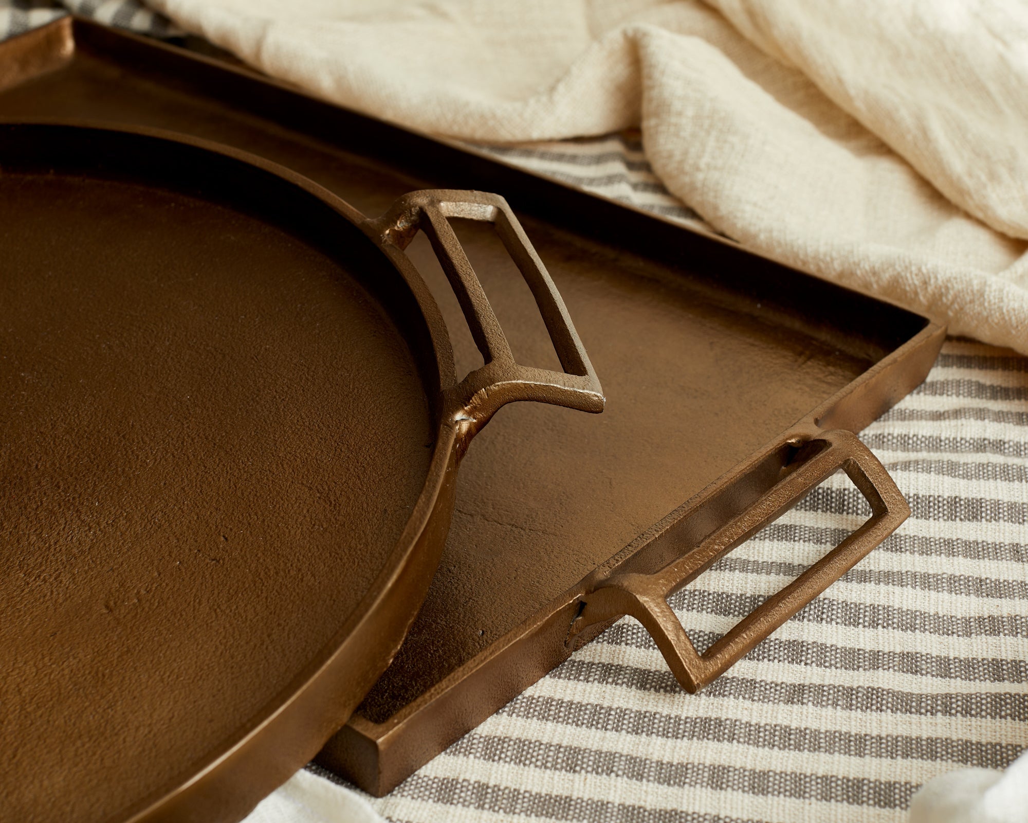Lousine Rustic Bronze Round Serving Tray