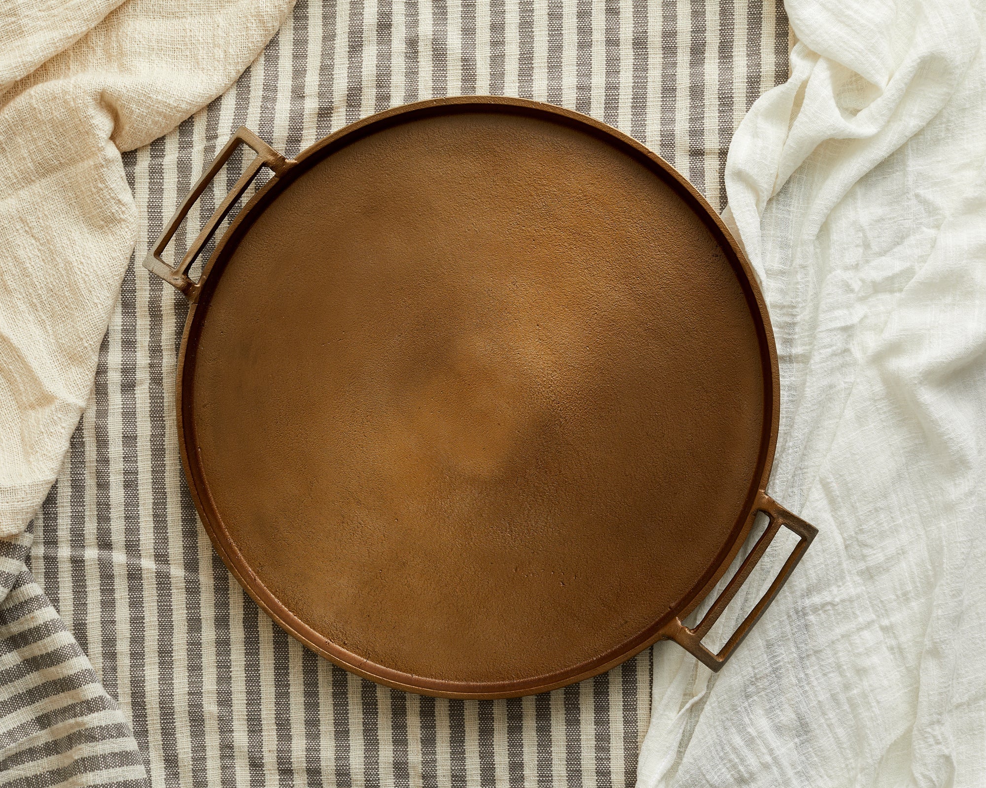 Lousine Rustic Bronze Round Serving Tray