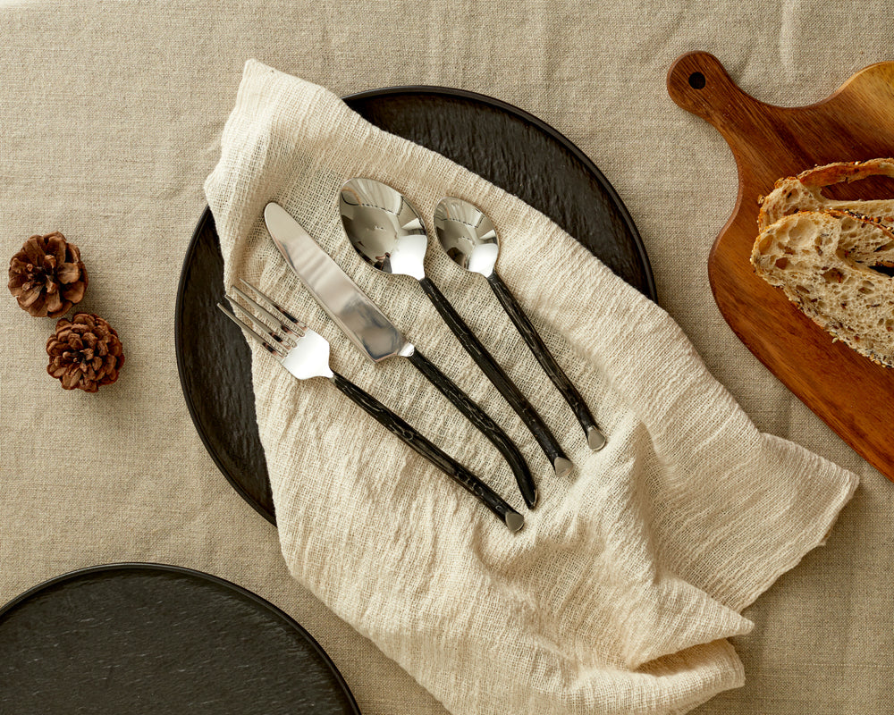 Seville Silver Stainless Steel Rustic Cutlery 16 or 24 Piece Sets