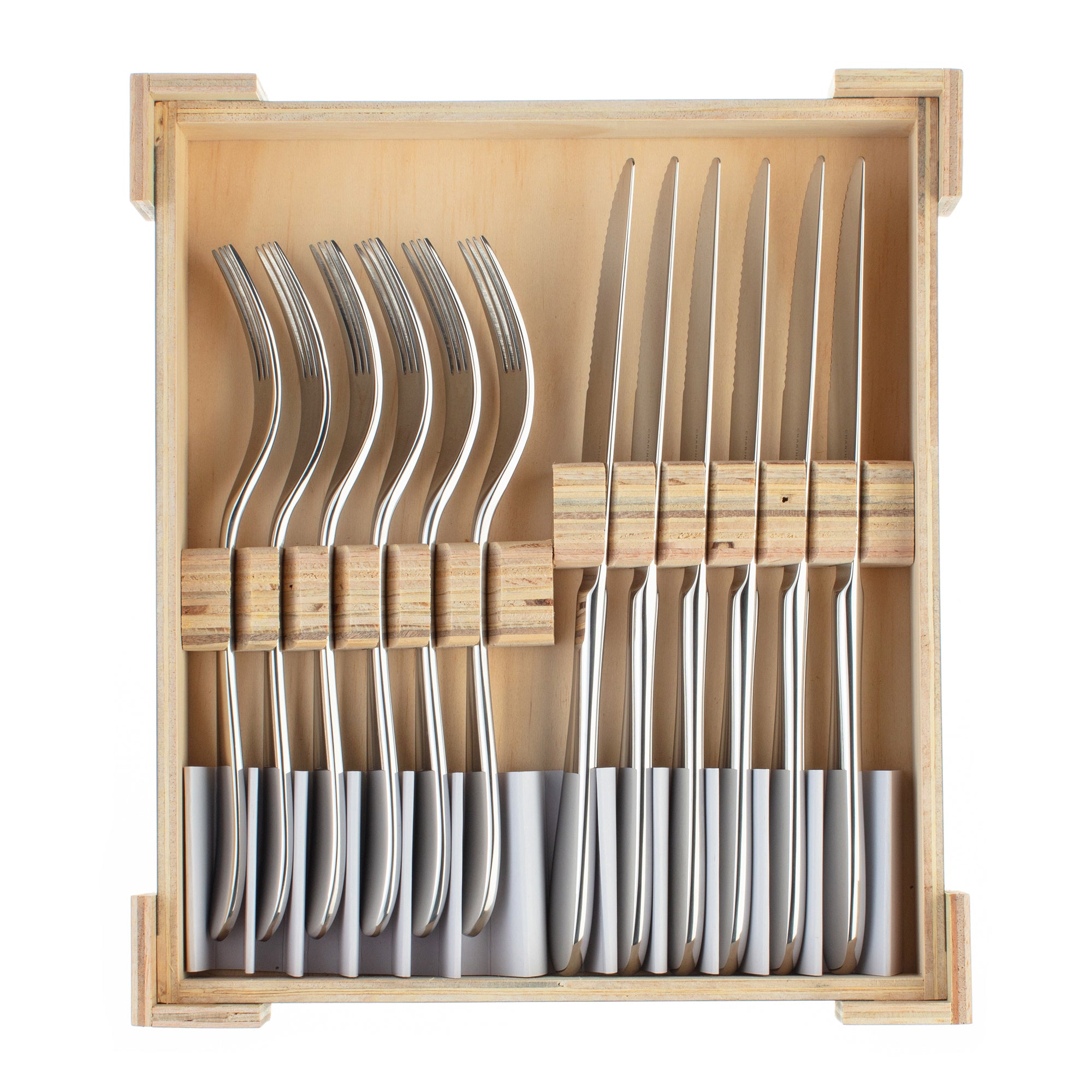 Santol Mirror Wooden Box Steak Set 12 Piece