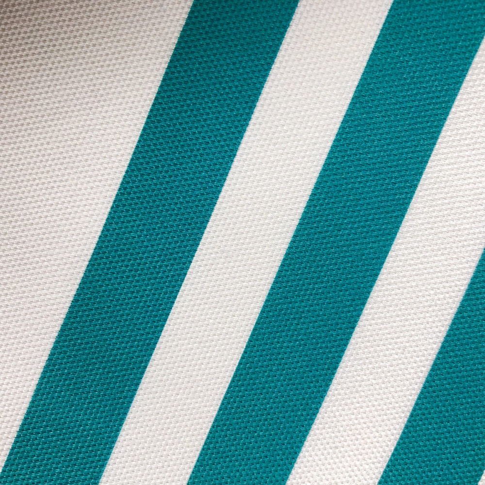 Close-up of fabric with blue and white vertical stripes