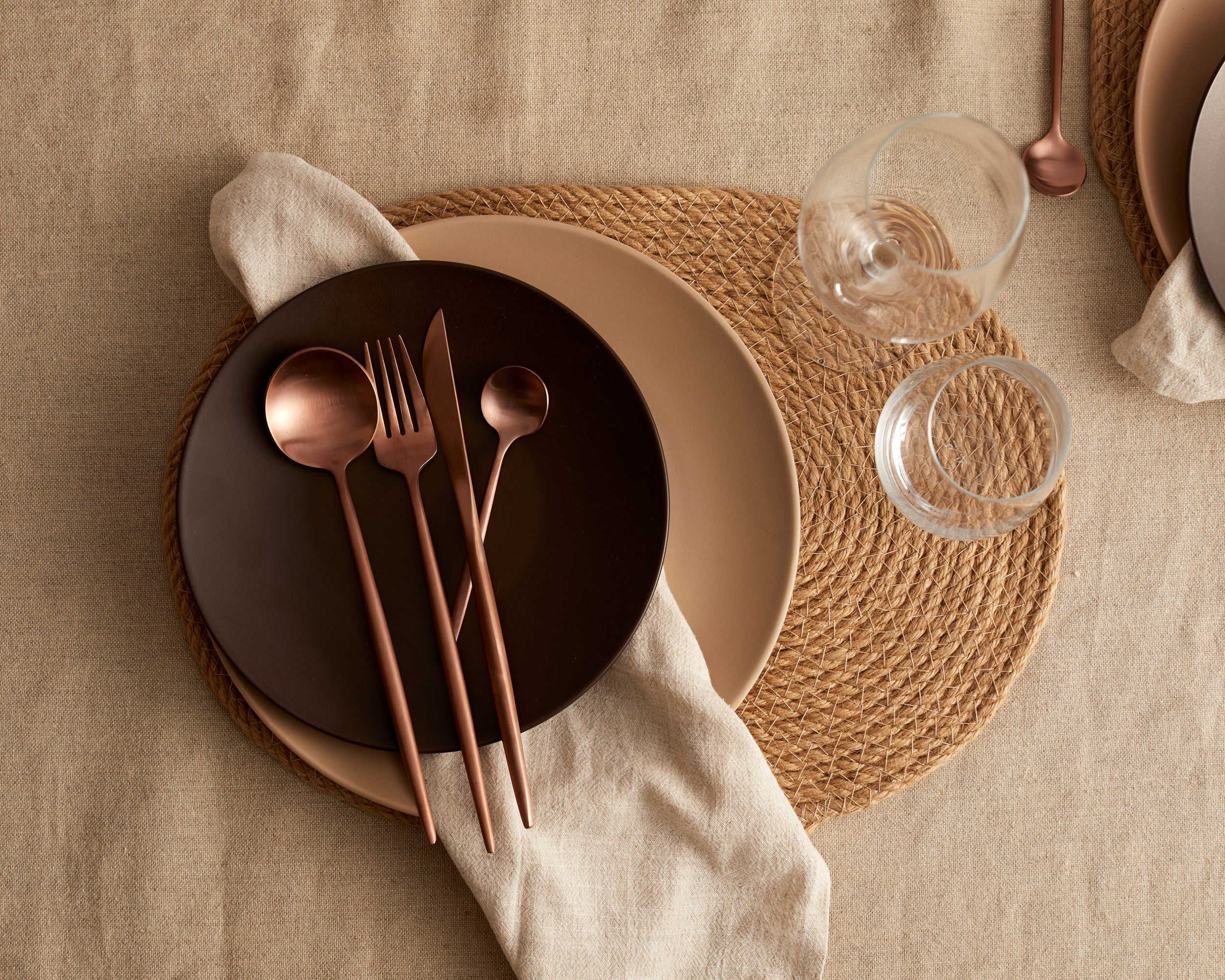 Round Ceramic Brown Round Starter Plate