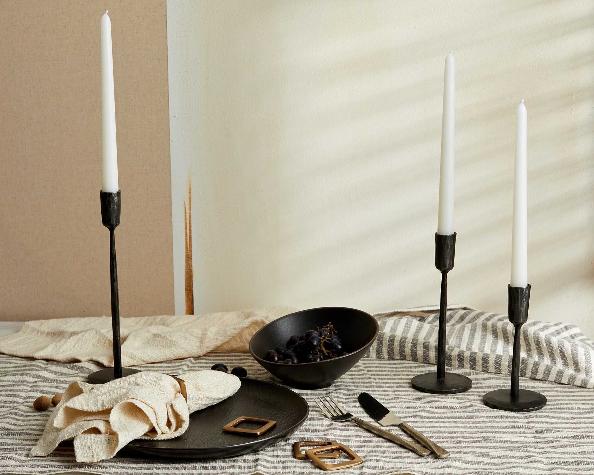 Margo Black Rustic Candle Holder Set
