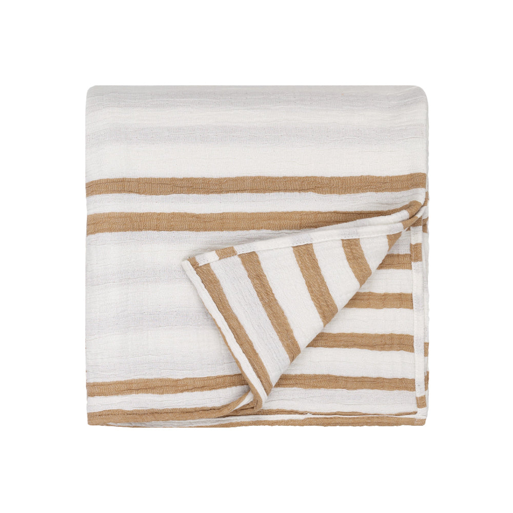 Woven Stripe 100% Cotton Bedspread Cinnamon