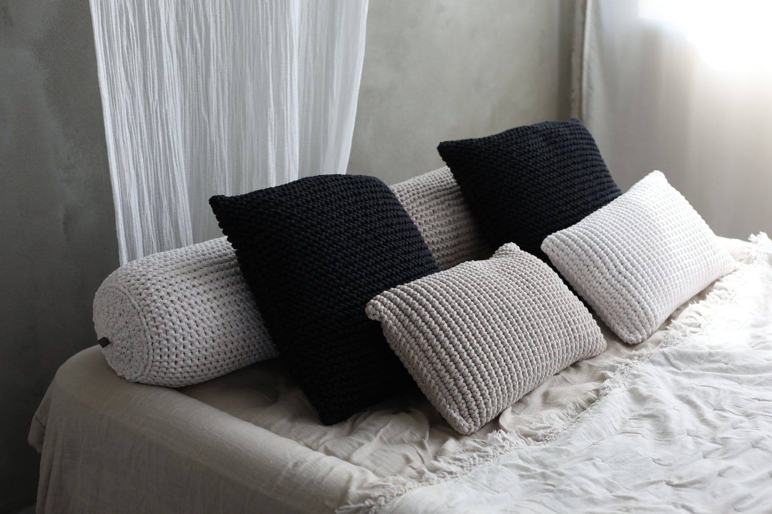 Knitted Cushion - Charcoal