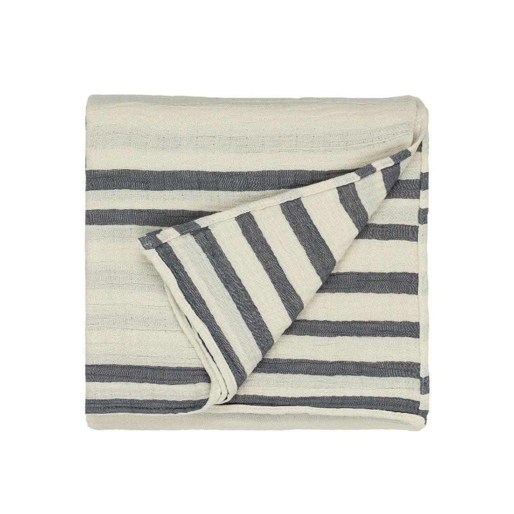Woven Stripe 100% Cotton Bedspread Dusk Blue