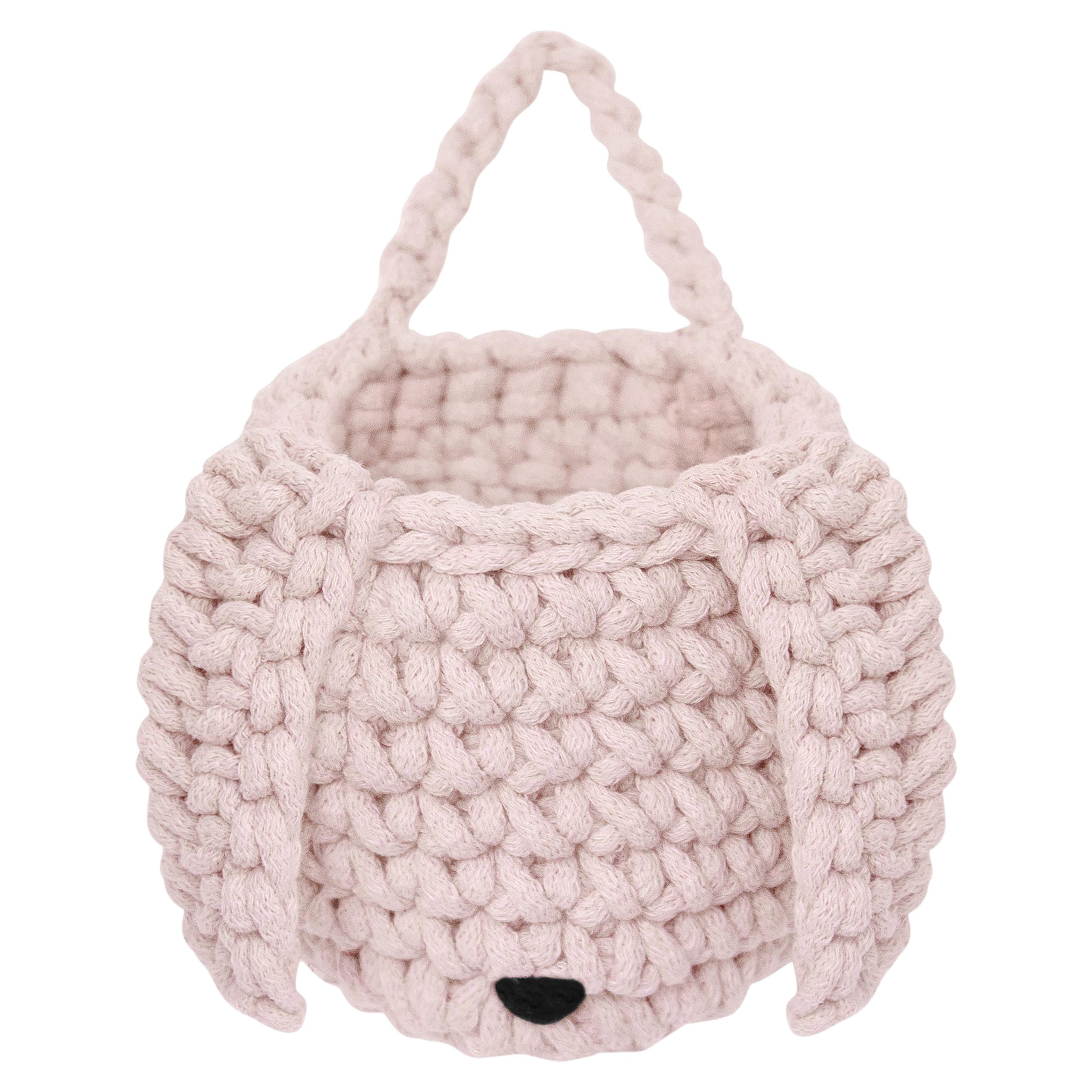 Crochet Bunny Basket - Pale Pink