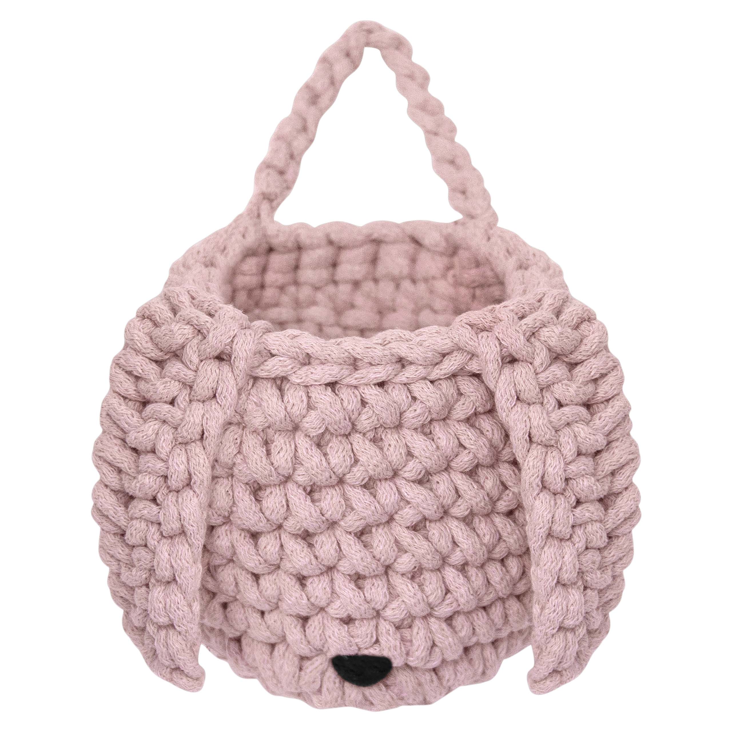 Crochet Bunny Basket - Powder Pink