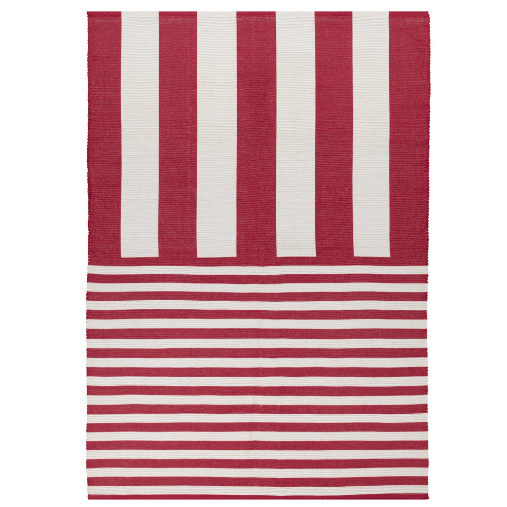 Deck Stripe Printed Indoor/Outdoor Outdoor Rug White/Red
