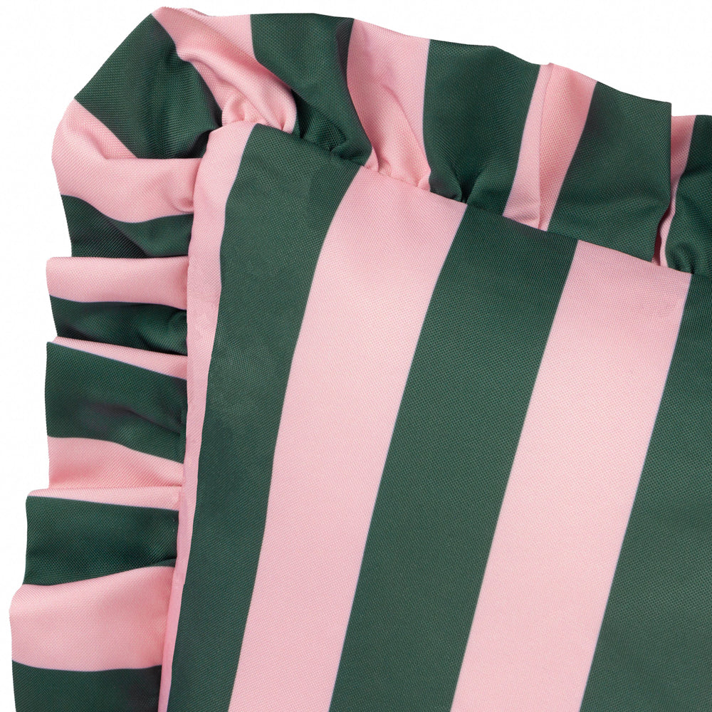 Palm Royale Stripe Ruffle Printed Outdoor Cushion Pink/Green