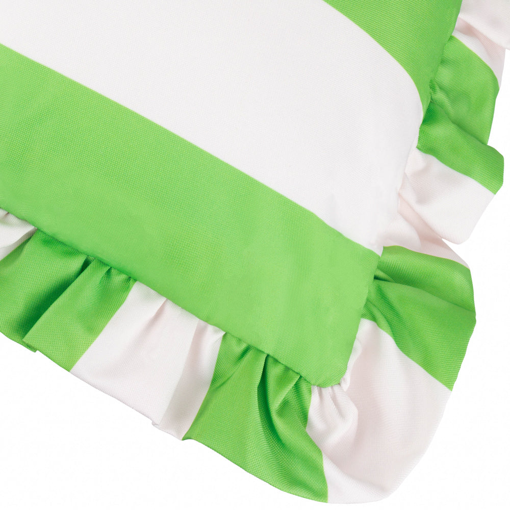 Palm Royale Stripe Ruffle Printed Outdoor Cushion Green